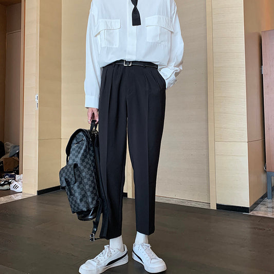 Men's Loose Feet Cropped Trousers Suit Trousers