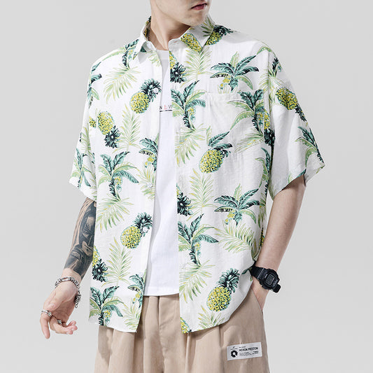 Beach couple casual short sleeve printed shirt