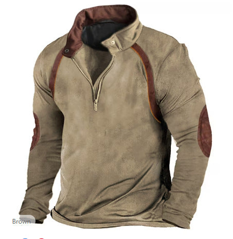 3d Printed Half Zipper Sweater For Men