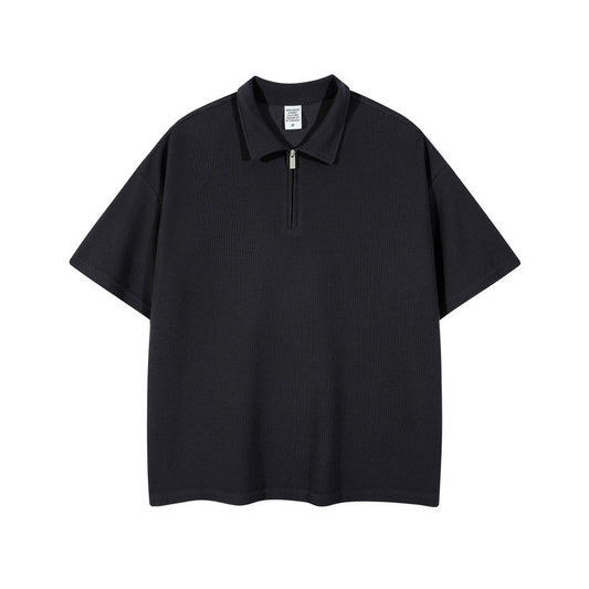 Fashion Men's Zip Up Polo Shirts Short Sleeves